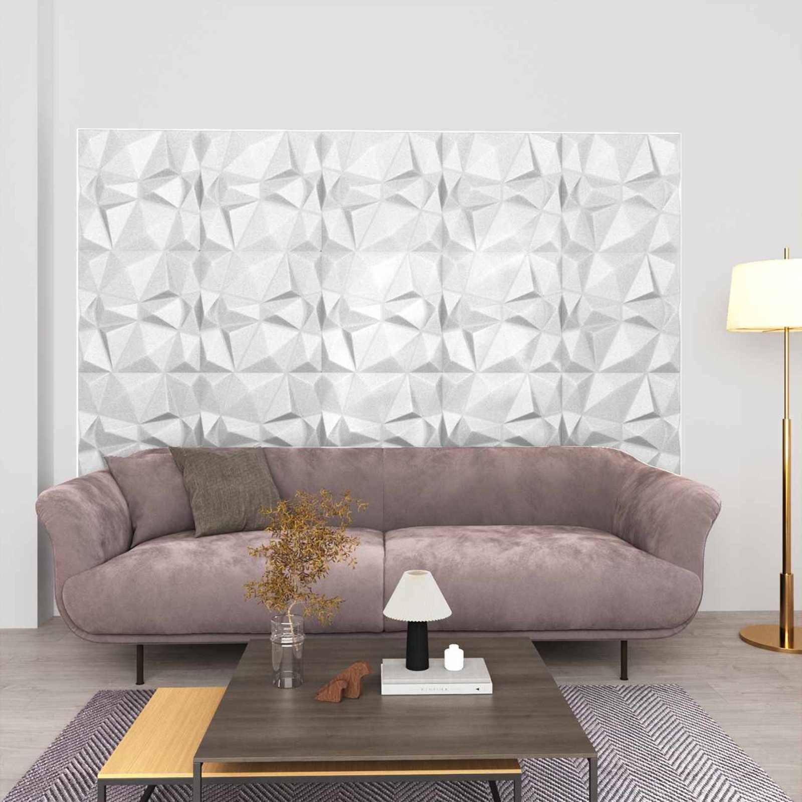 Vægpaneler 12 stk Diamond Hvid 50 x 50 cm XPS Skum