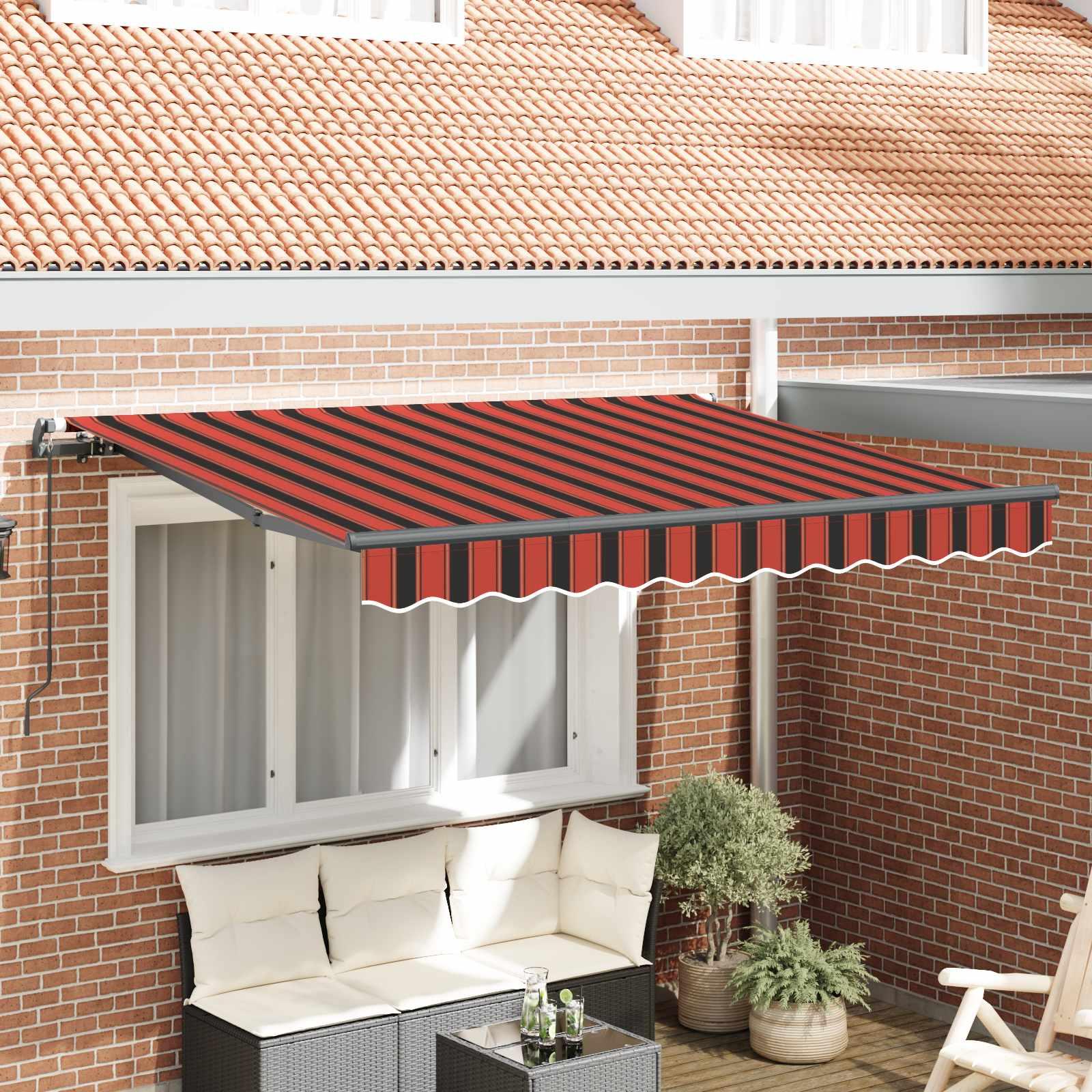 Udtrækkelig markise 300 × 200 cm - orange stribet stof, hvid alu-ramme