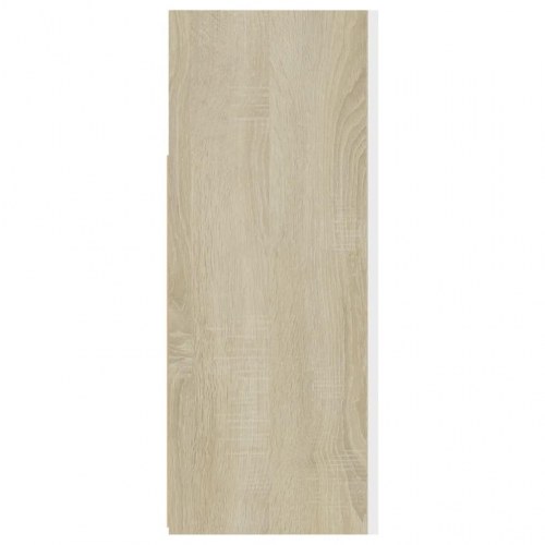 Skænk med LED-lys 115,5x30x75 cm hvid og sonoma-eg