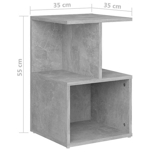Sengebord 35x35x55 cm spånplade betongrå