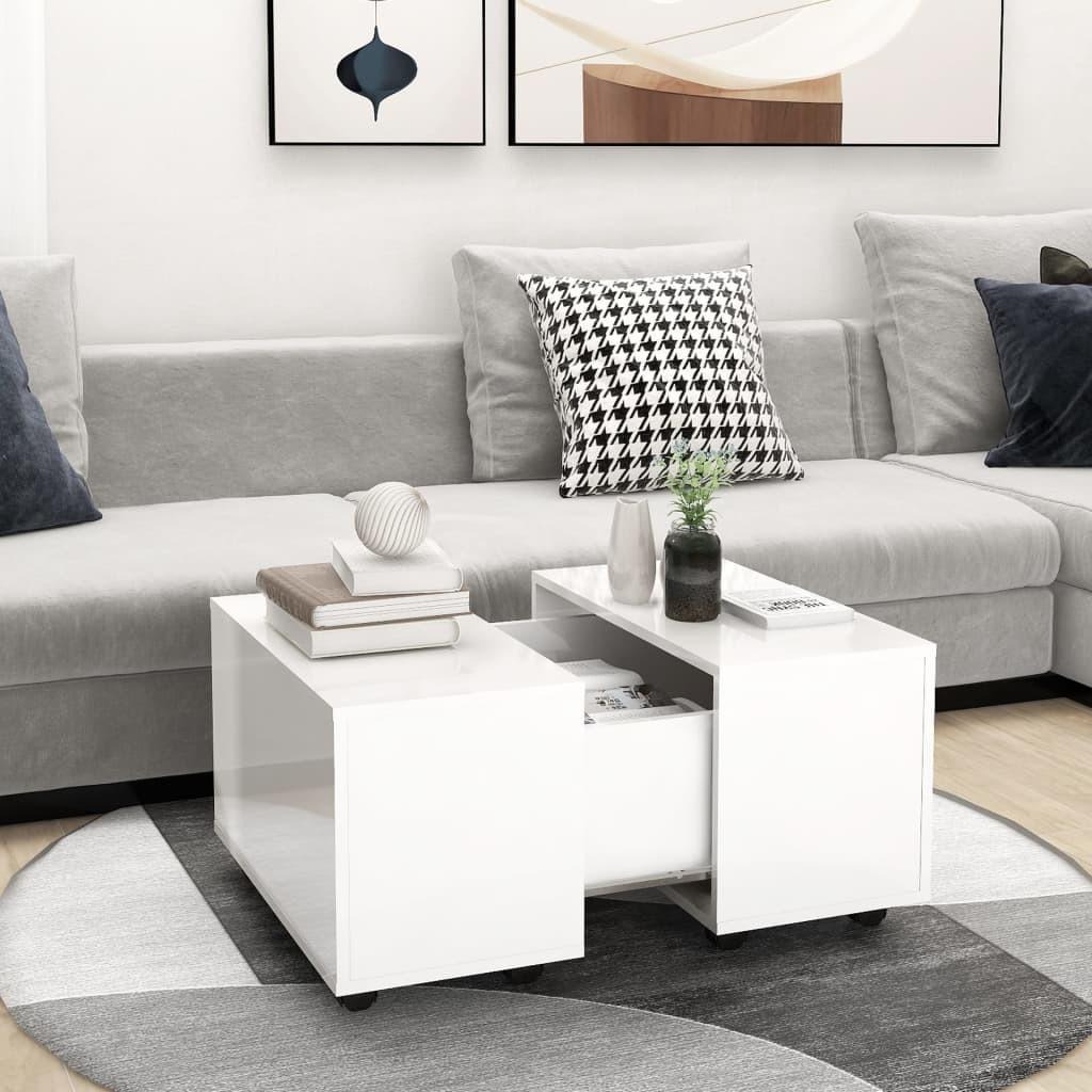Sofabord 60x60x38 cm spånplade hvid højglans
