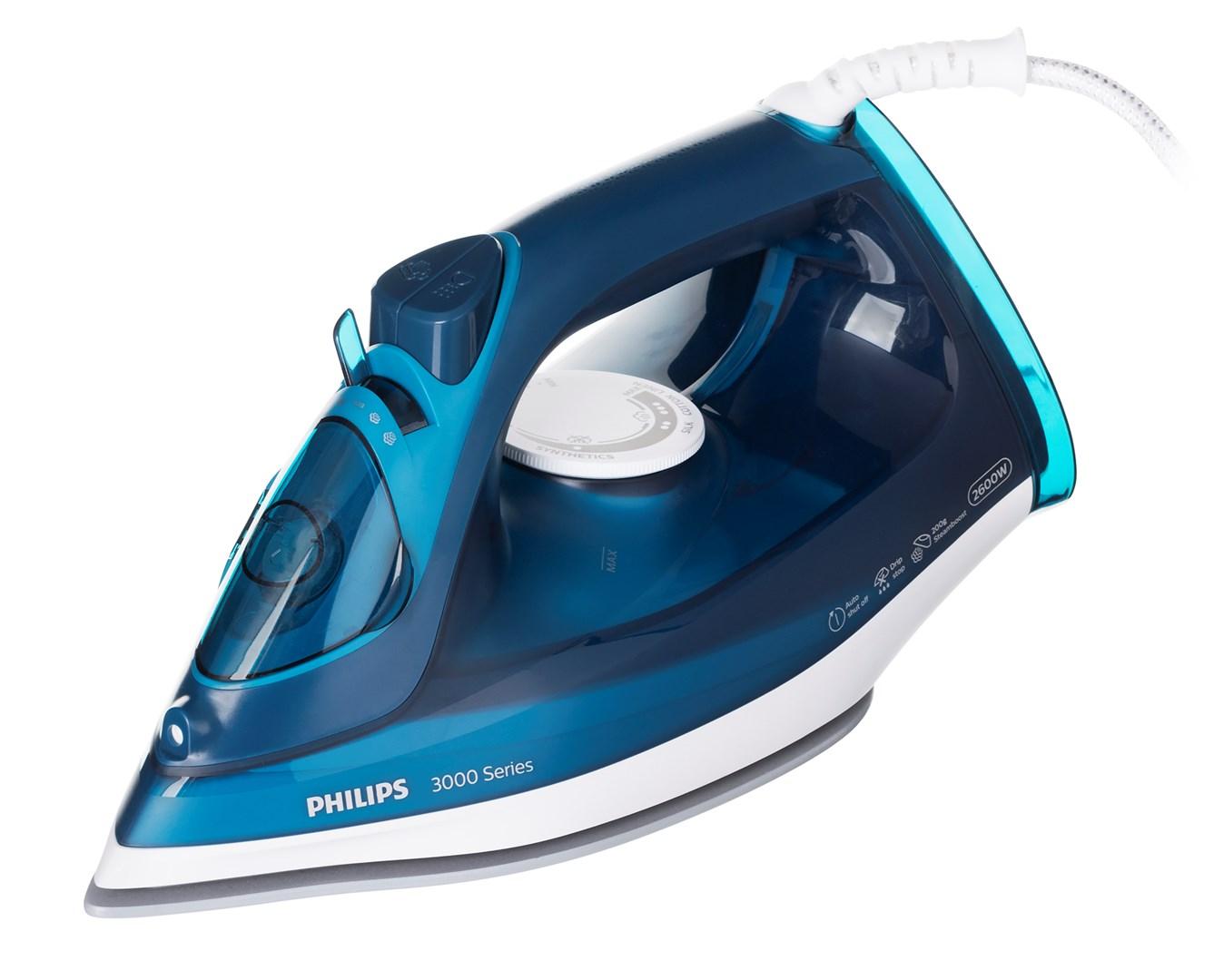 Philips 3000 Series DST3040/70 dampstrygejern - keramisk strygesål, 2.400 W - Blå billede