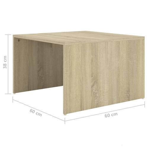 Indskudsborde 3 stk. 60x60x38 cm spånplade hvid og sonoma-eg