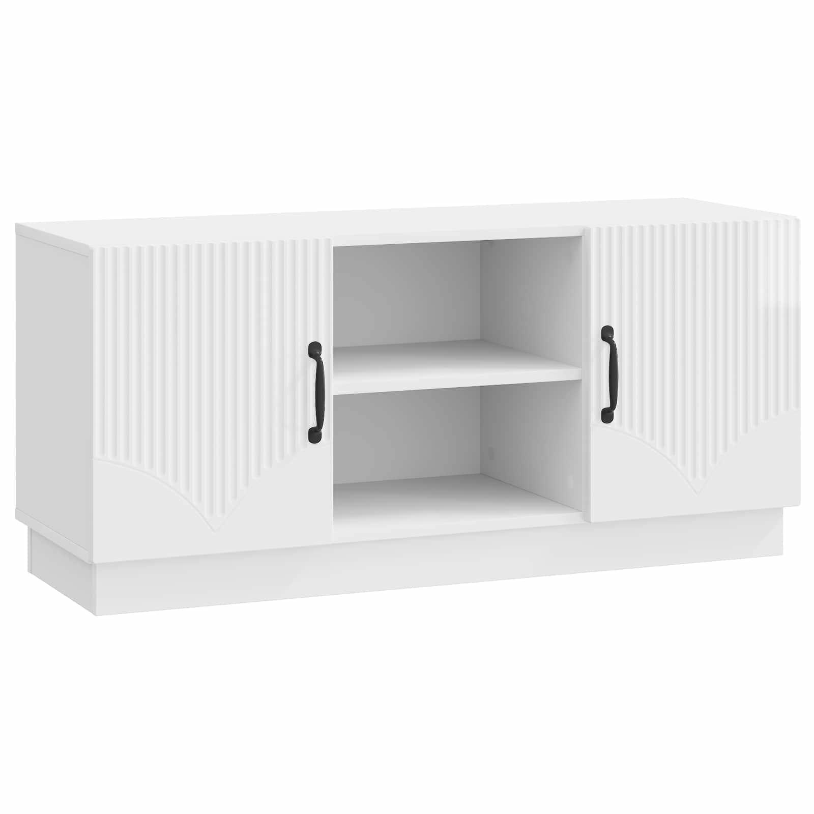 TV-bord i hvid højglans 102 × 34,5 × 47 cm - konstrueret træ