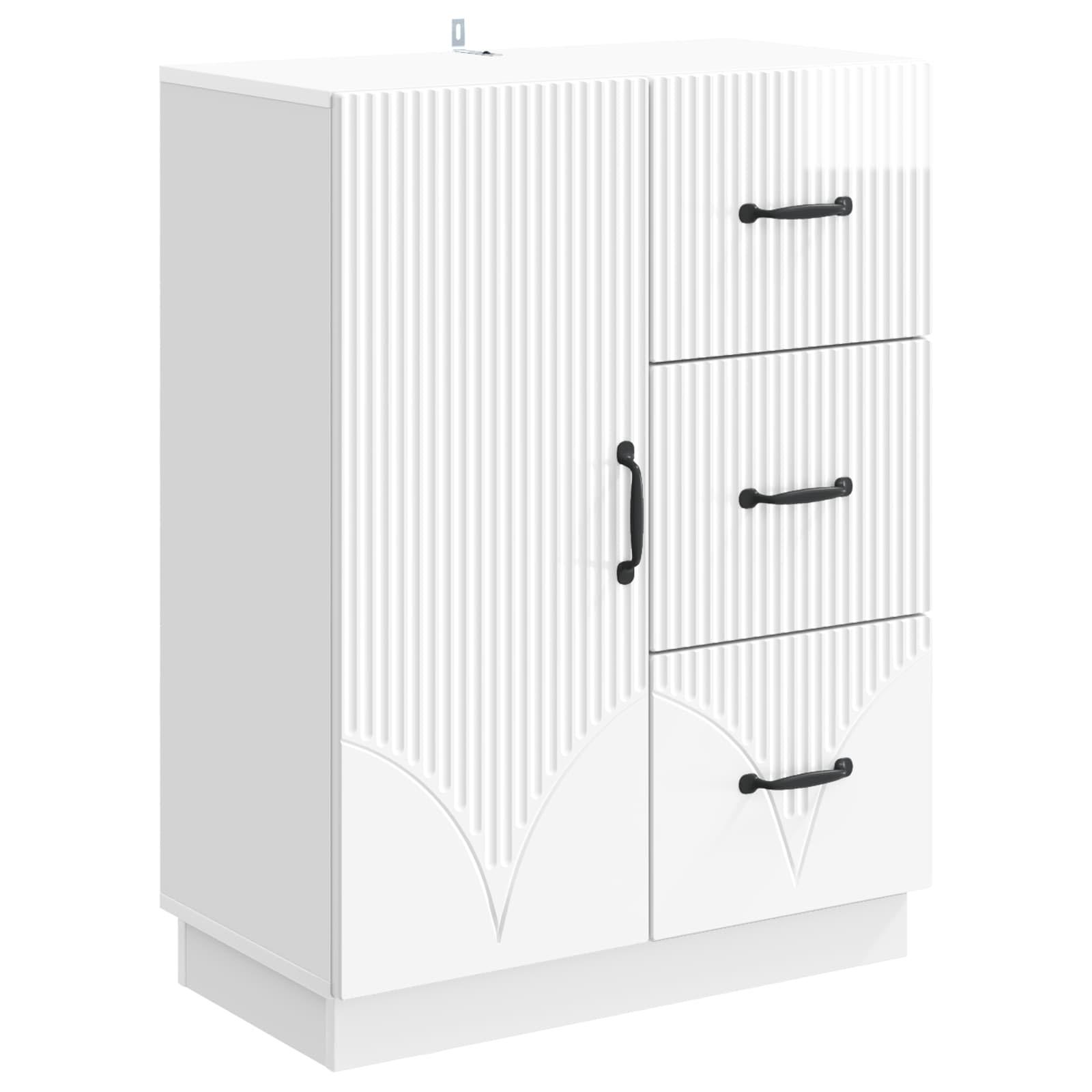 Sidebord Hvid højglans 66 x 34,5 x 87 cm Konstrueret træ