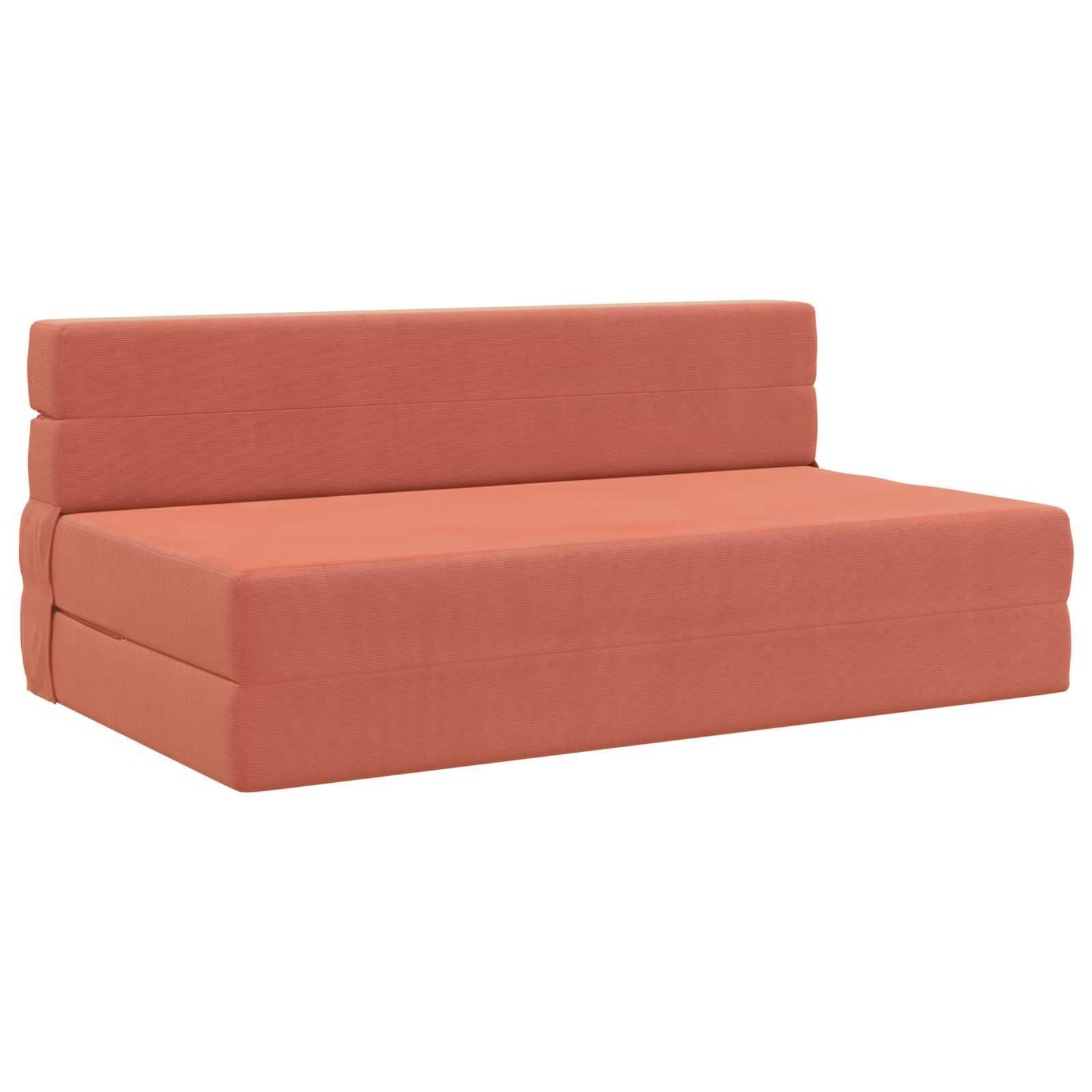 Foldbar sovesofa i stof - rødorange, 152 × 86,5 × 60 cm
