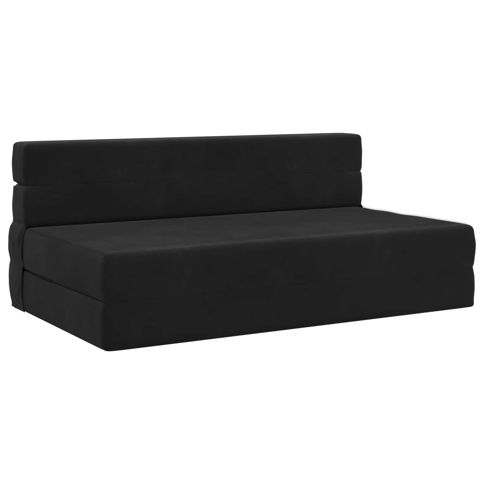Foldesofa seng Sort 203 x 152 x 15 cm Fløjl
