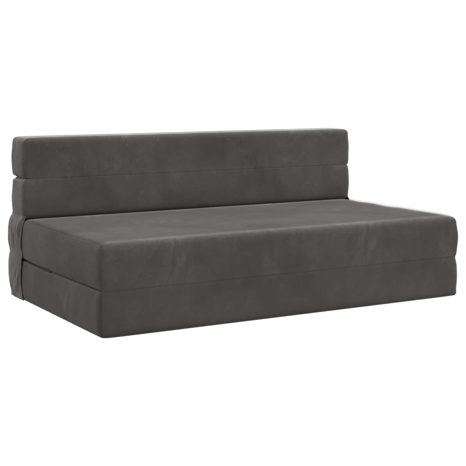 Foldesofa seng Mørkegrå 203 x 152 x 15 cm Fløjl