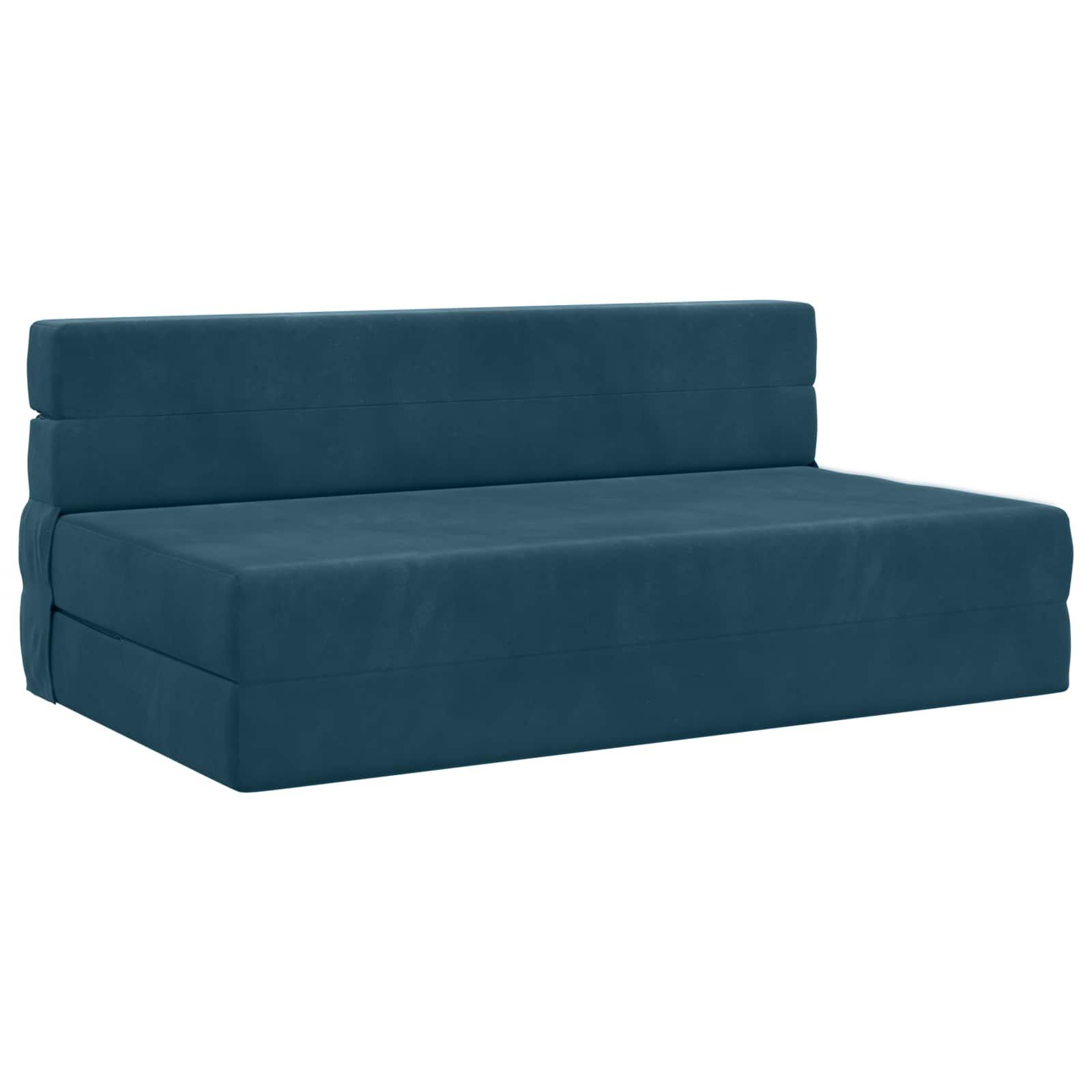 Foldesofa seng Blå 203 x 152 x 15 cm Fløjl