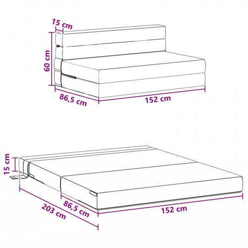Foldesofa seng Mørkegrå 203 x 152 x 15 cm Stof
