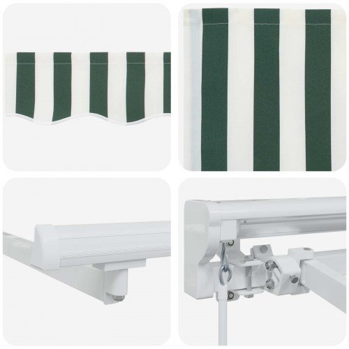 Manuel Udtrækkelig Markise Grøn og Hvid 3 x 2,5 m