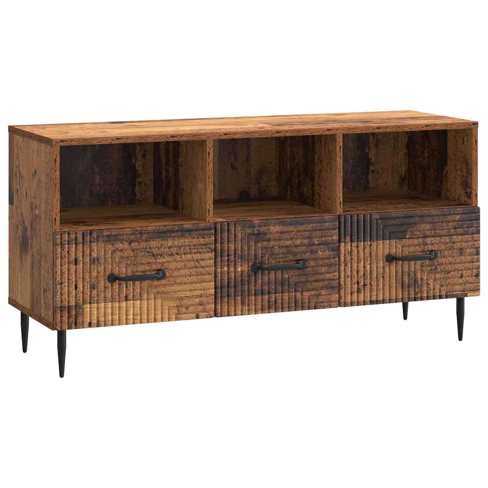 Tv-skab Med Skuffe 102 X 34,5 X 50 Cm Konstrueret Træ - Gammelt træ