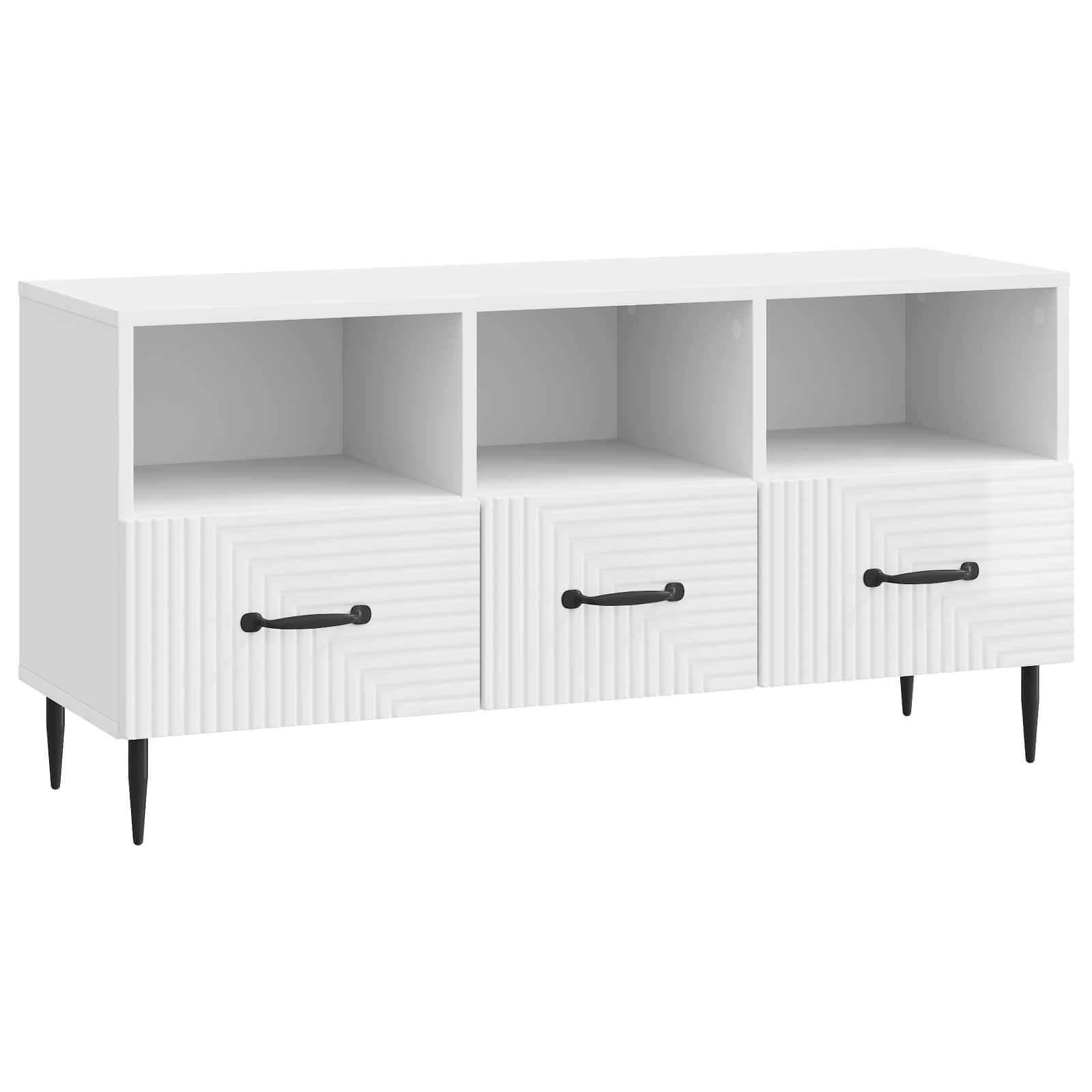 Tv-skab Med Skuffe 102 X 34,5 X 50 Cm Konstrueret Træ - Hvid højglans