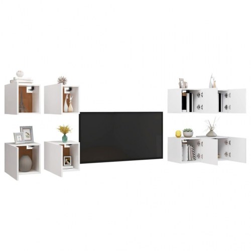 Væghængte tv-skabe 8 stk. - 30,5 × 30 × 30 cm - hvid