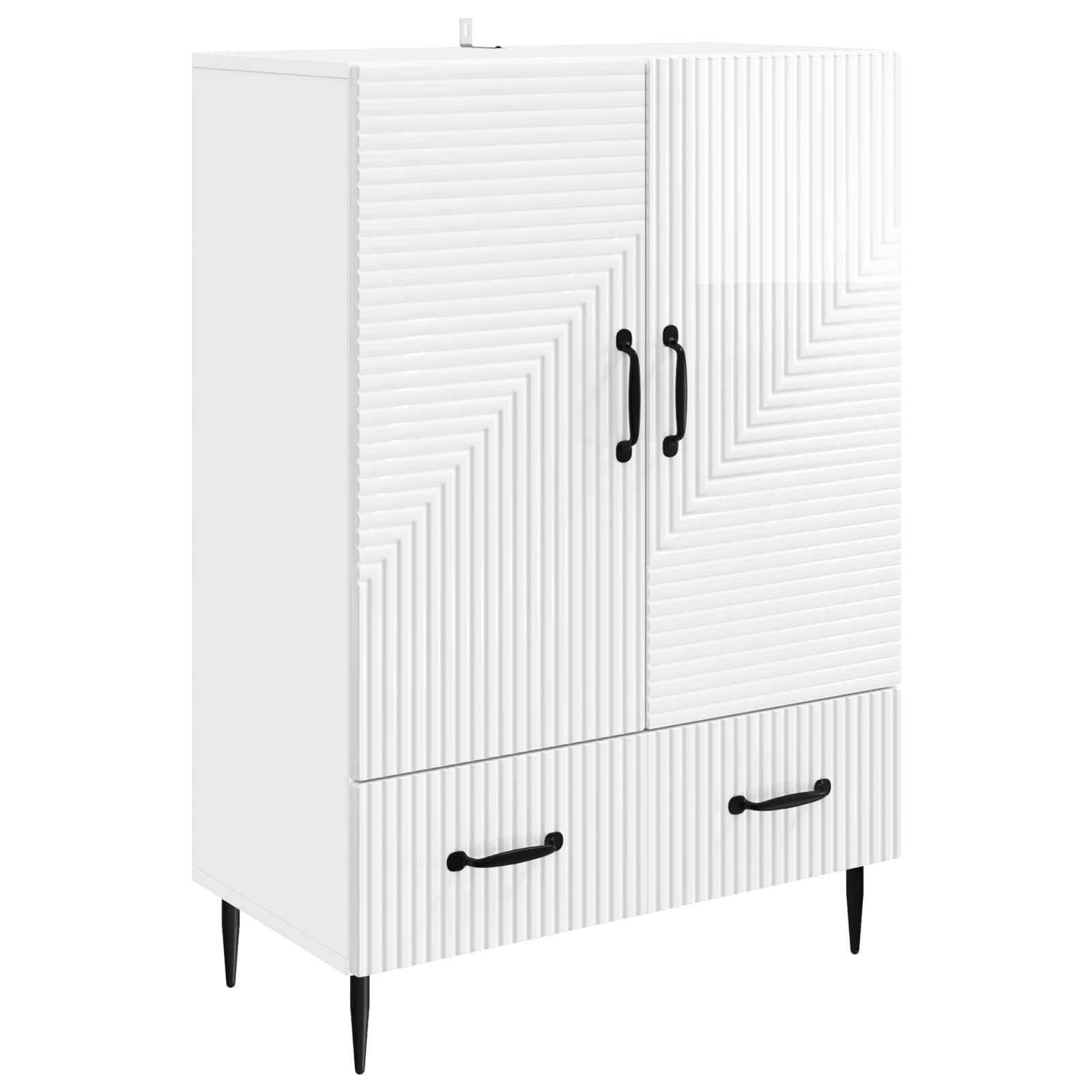 Sidebord Hvid højglans 66 x 34,5 x 95 cm Konstrueret træ