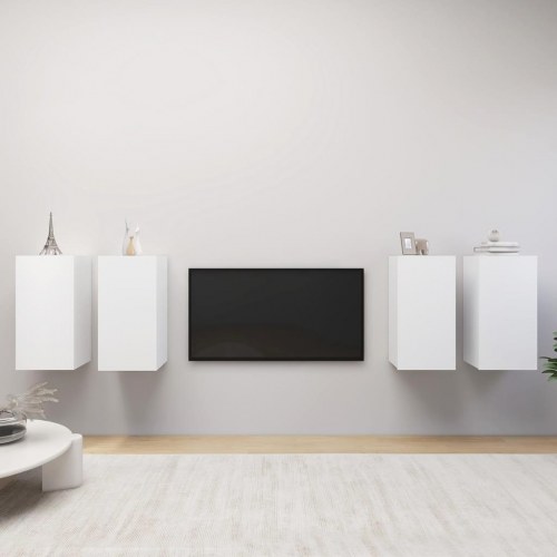 Tv-borde 4 stk. 30,5x30x60 cm konstrueret træ hvid