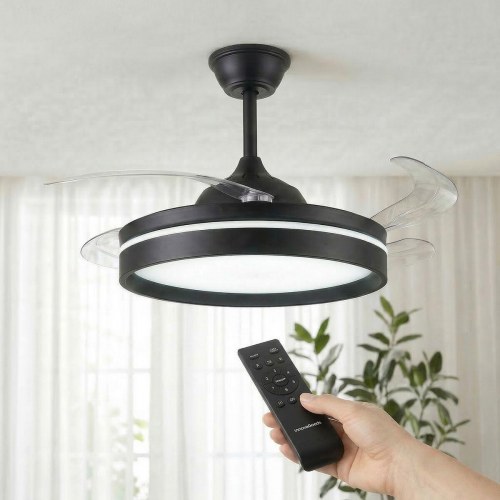 Loftventilator med LED-lys - 4 sammenklappelige vinger og fjernbetjening