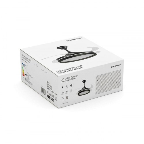 Loftventilator med LED-lys - 4 sammenklappelige vinger og fjernbetjening