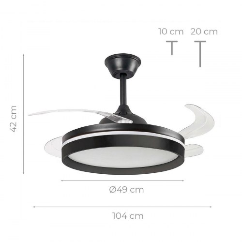Loftventilator med LED-lys - 4 sammenklappelige vinger og fjernbetjening