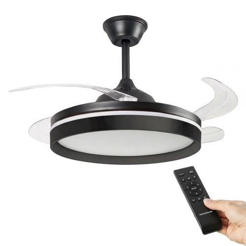 Loftventilator med LED-lys - 4 sammenklappelige vinger og fjernbetjening