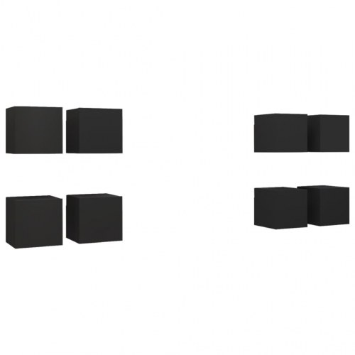 Væghængte tv-skabe 8 stk. 30,5x30x30 cm sort