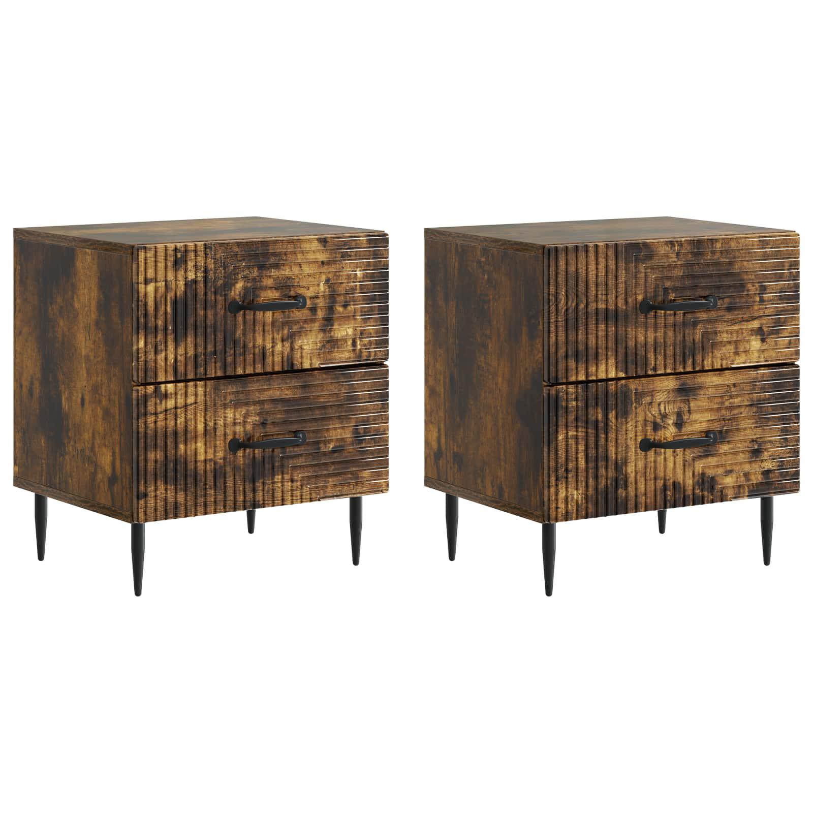 Natskab 2 stk Røget eg 43 x 34,5 x 47,5 cm Konstrueret træ