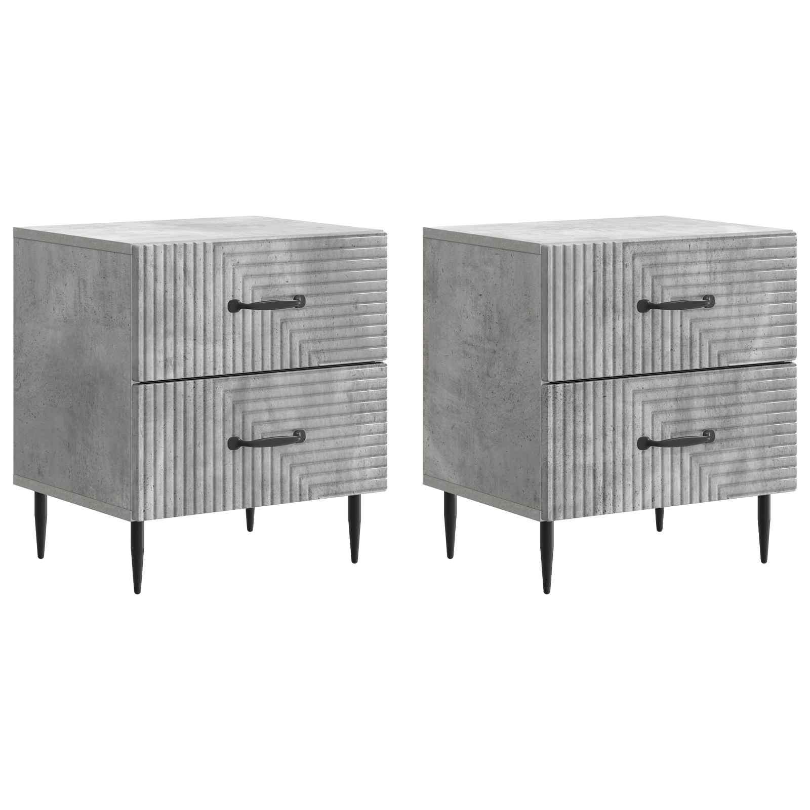 Natskab 2 stk Betongrå 43 x 34,5 x 47,5 cm Konstrueret træ
