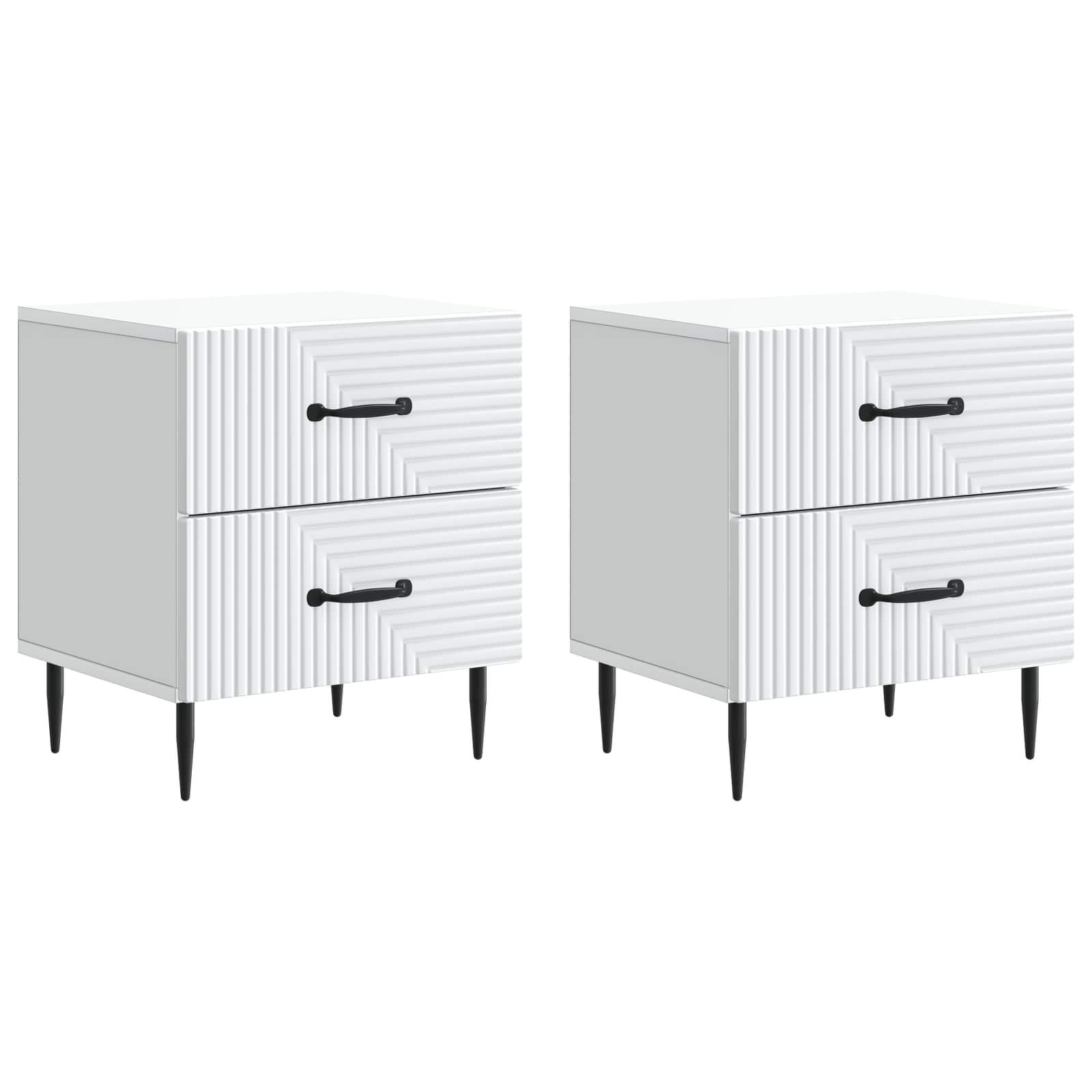 Natskab 2 stk Hvid 43 x 34,5 x 47,5 cm Konstrueret træ