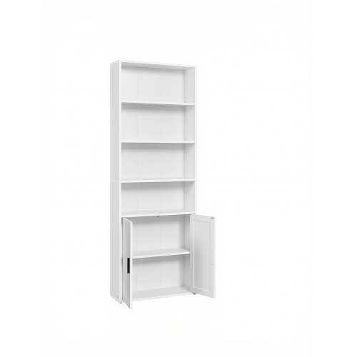 Bogreol med skab, 6 niveauer - 24 × 60 × 175 cm - skyhvid