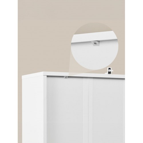 Bogreol med skab, 6 niveauer - 24 × 60 × 175 cm - skyhvid