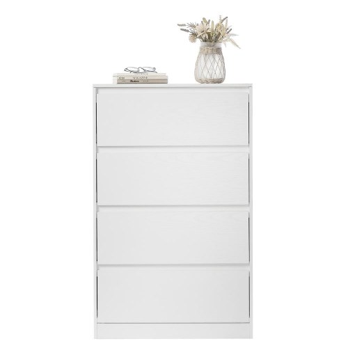 Kommode med 4 skuffer - moderne opbevaringsskab til soveværelse, 40 × 60 × 97,4 cm, hvid
