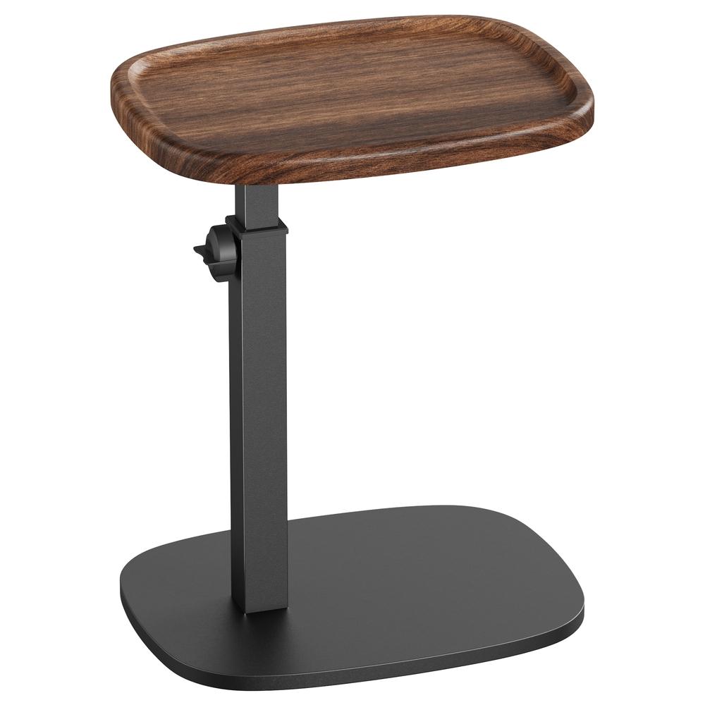 C-formet sofabord/sengebord højdejusterbart sidebord 30 × 40 × 69 cm, valnød brun/sort