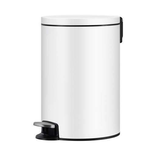 Rund pedalspand 20 l i stål - dæmpet lukning, inderspand og 15 poser, Cloud White