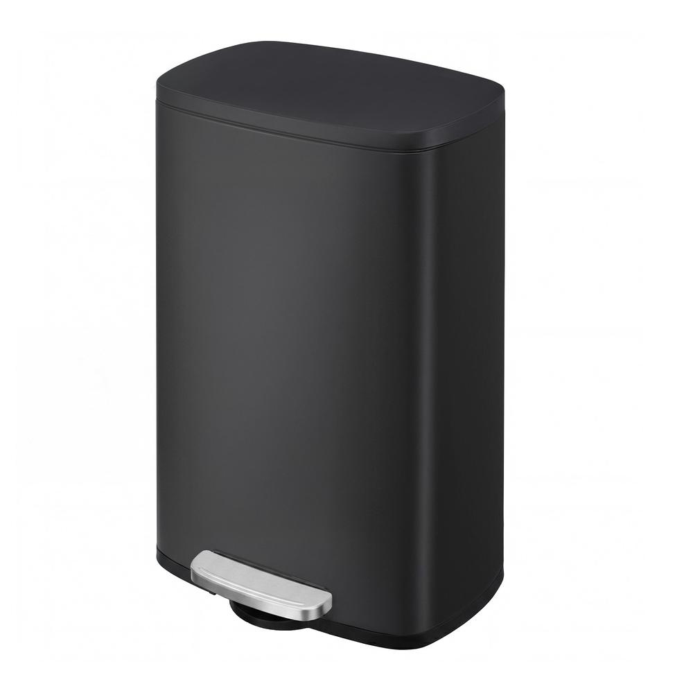 50 l pedalspand i stål – slankt design, soft close, aftagelig inder spand, sort
