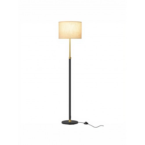 Højdejusterbar gulvlampe 140-170 cm med stofskærm og fodkontakt - E27, guld/sort