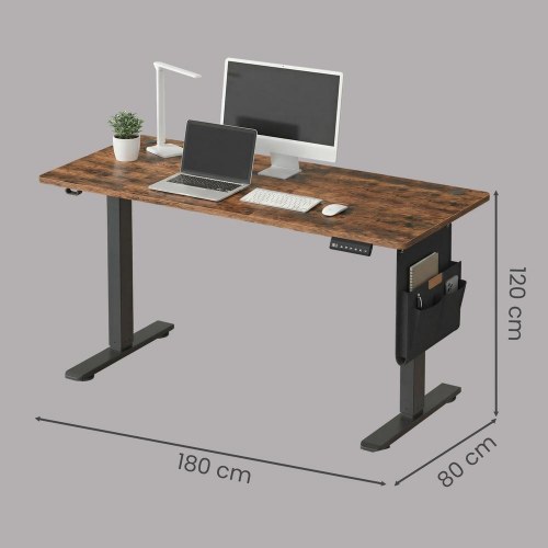 Elektrisk hæve-sænkebord 180 × 80 cm med memory - vintage brun