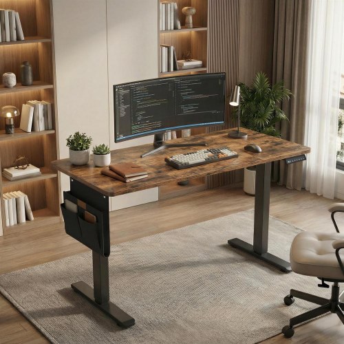Elektrisk hæve-sænkebord 180 × 80 cm med memory - vintage brun