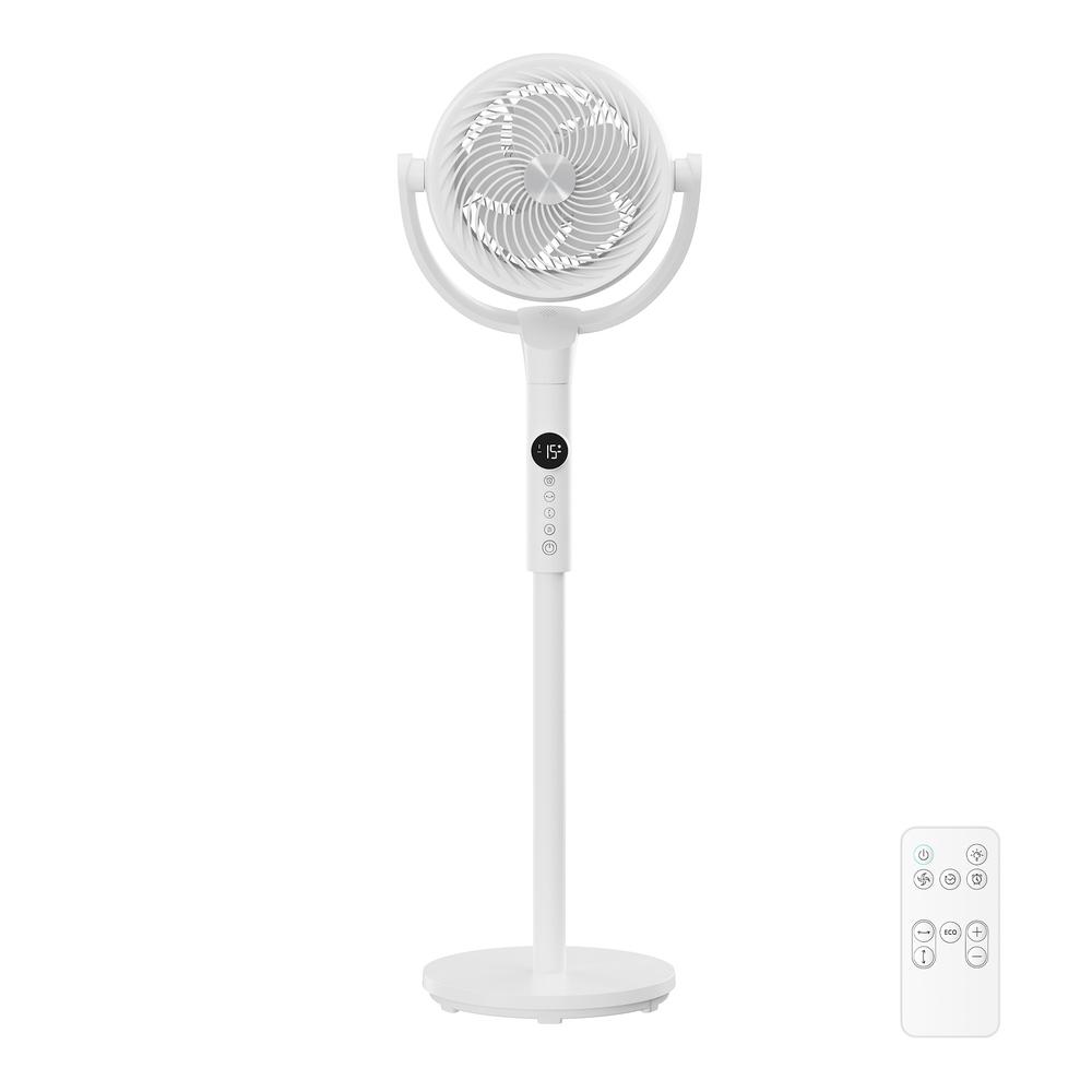 Støjsvag søjleventilator 20 dB med fjernbetjening - kraftig luftcirkulator, 120° + 135° oscillation, 15 hastigheder, timer 15 t, højdejusterbar - Cloud White (XFC002W1EU)