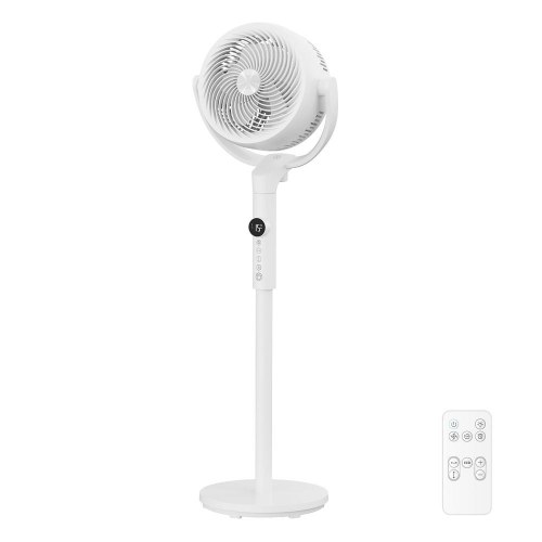 Støjsvag søjleventilator med fjernbetjening - oscillation, timer og højdejusterbar - Cloud White