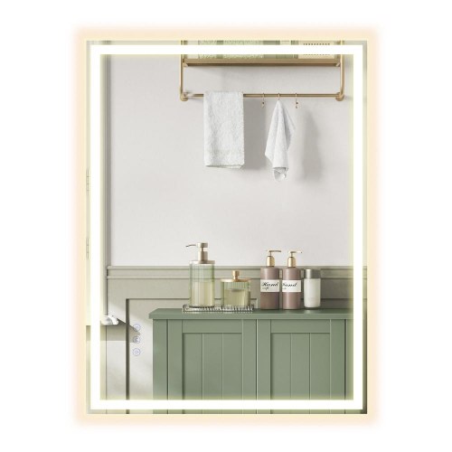 Badeværelsesspejl med LED-lys og anti-dug - 70,7 x 50,7 cm, Cloud White
