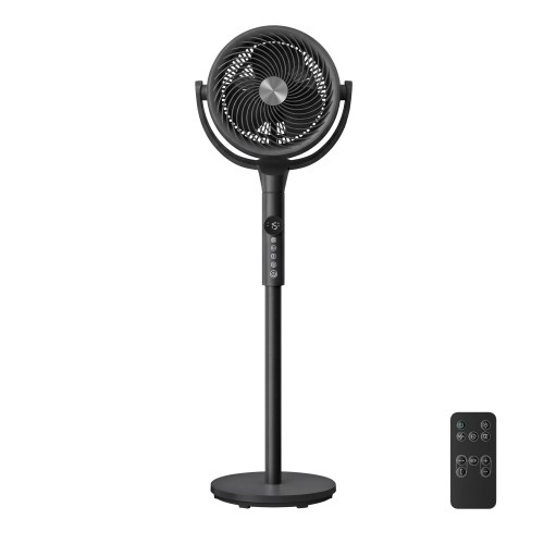 Søjleventilator med fjernbetjening – højdejusterbar, 15 hastigheder, oscillation, timer, støjsvag – sort