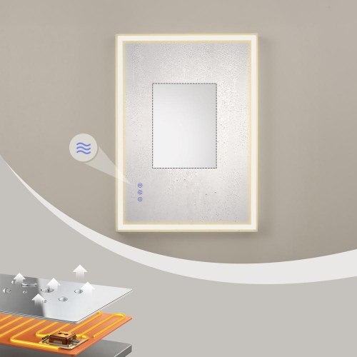 Badeværelsesspejl med LED-lys og anti-dug - 70,7 x 50,7 cm, Cloud White