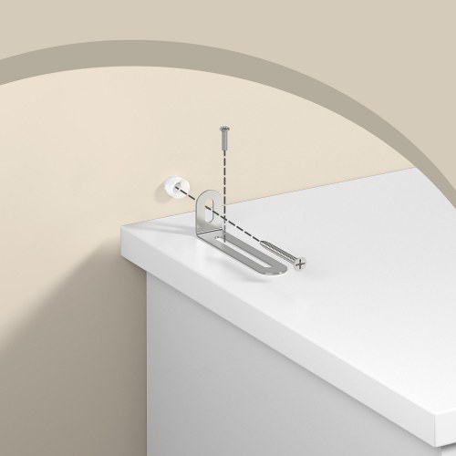 Højt badeværelsesskab – smalt opbevaringsskab med glaslåge og åben hylde, højdejusterbare hylder, vandafvisende fødder – cloud hvid