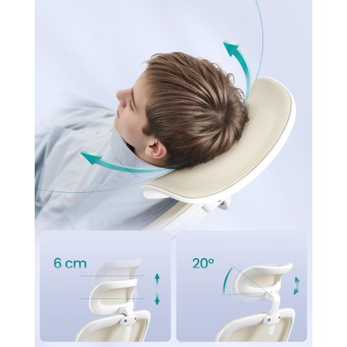 Ergonomisk kontorstol i mesh - dynamisk lændestøtte, justerbar nakkestøtte, sandbeige