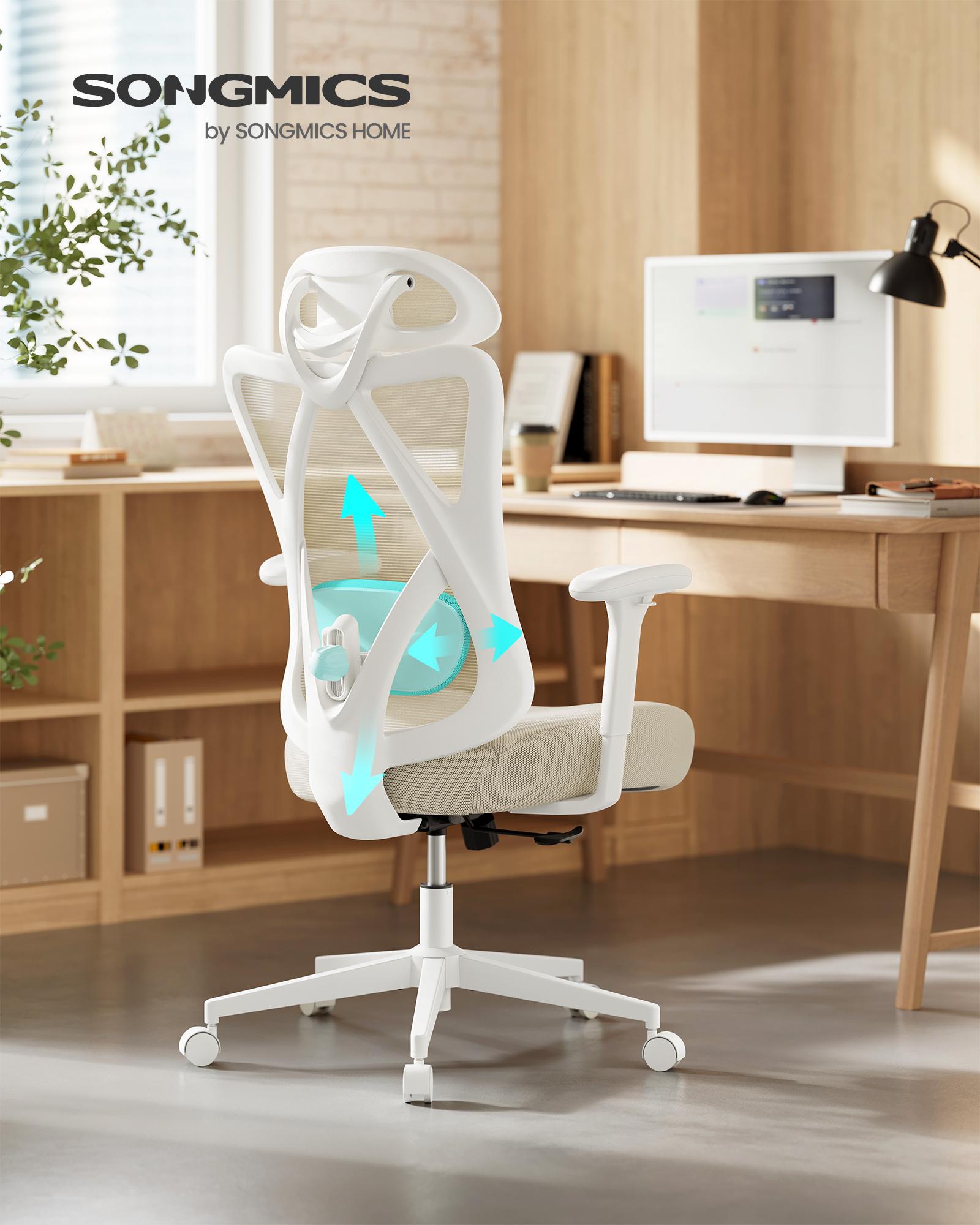 Ergonomisk kontorstol i mesh – højde- og lændestøtte, cappuccino beige (OBN063LH01)