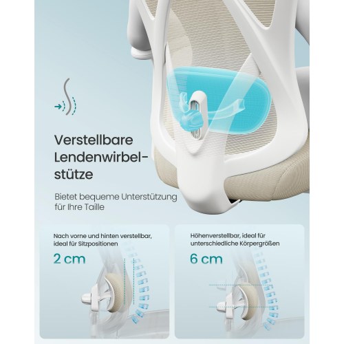 Ergonomisk kontorstol i mesh – højde- og lændestøtte, cappuccino beige (OBN063LH01)