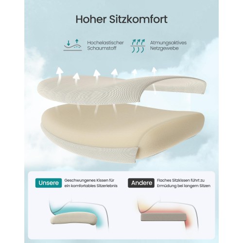 Ergonomisk kontorstol i mesh – højde- og lændestøtte, cappuccino beige (OBN063LH01)