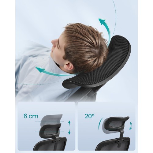 Ergonomisk mesh kontorstol med dynamisk lændestøtte og justerbar nakkestøtte – blæksort (OBN041B01)