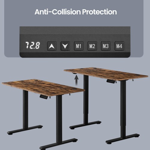 Elektrisk hæve-sænkebord 160,1 × 70,1 cm – 4 memory-højder, hjemmekontor, rustik brun