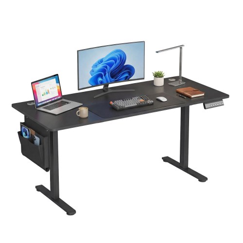 Elektrisk hæve‑sænkebord 160,1 × 70,1 cm – 4 memoryhøjder, hjemmekontor, sort